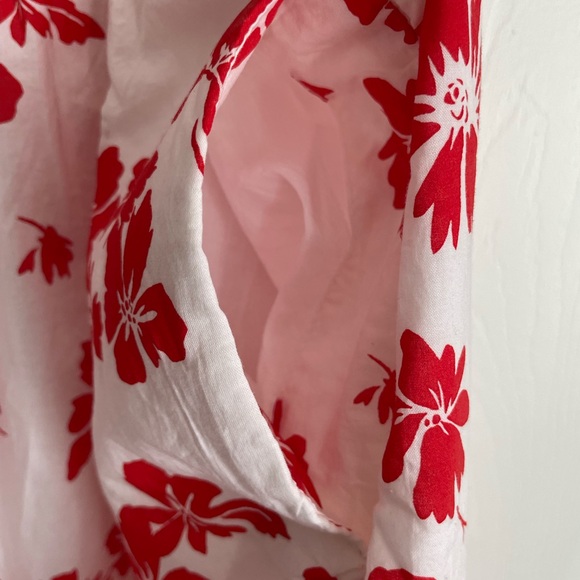 J. Crew Floral Tiered Puff Sleeve Midi Dress Red White 8 - Picture 8 of 14